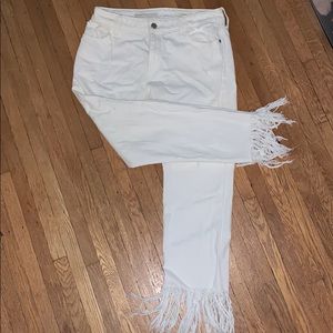 Anthropology Frayed White Jeans
